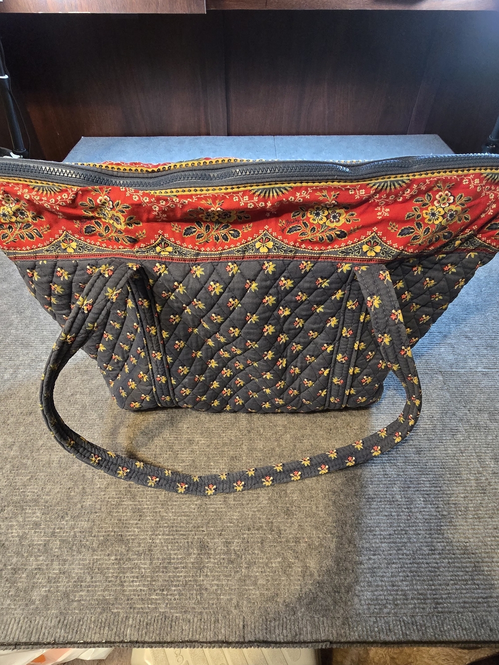 Vintage Vera Bradley French Blue Quilted Tote Bag Made in USA Retired Y2K